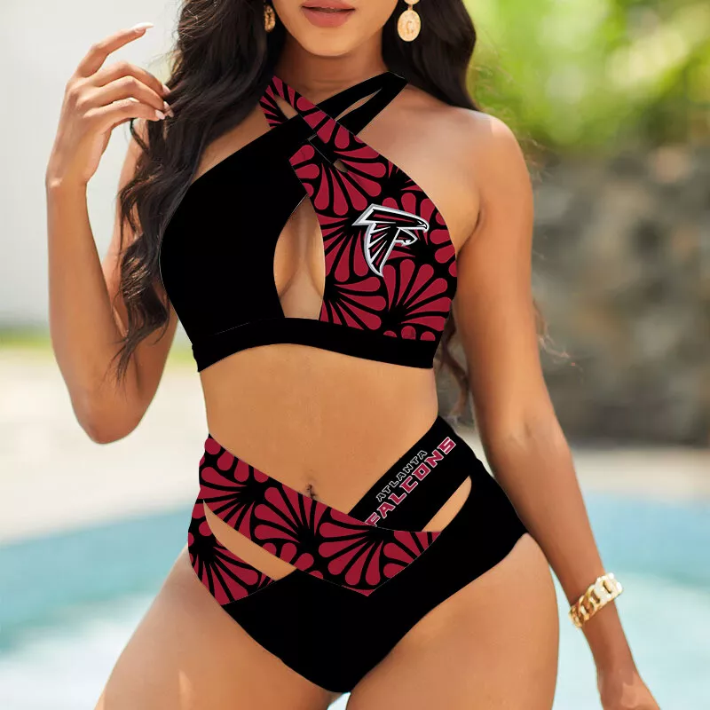 Atlanta Falcons Women's 2PCS Bikini Swimsuit Crisss Cross Cutout Bathing Suit ACC1195