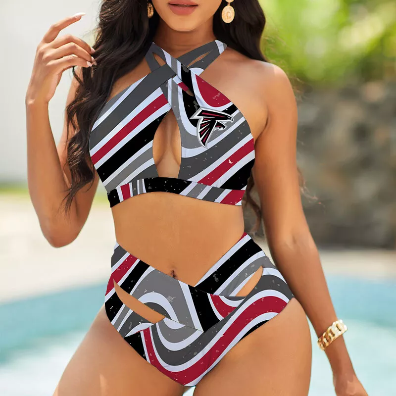 Atlanta Falcons Women's 2PCS Bikini Swimsuit Crisss Cross Cutout Bathing Suit ACC1197