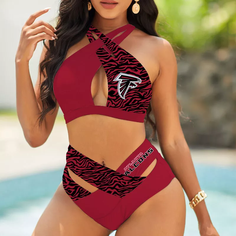 Atlanta Falcons Women's 2PCS Bikini Swimsuit Crisss Cross Cutout Bathing Suit ACC1198