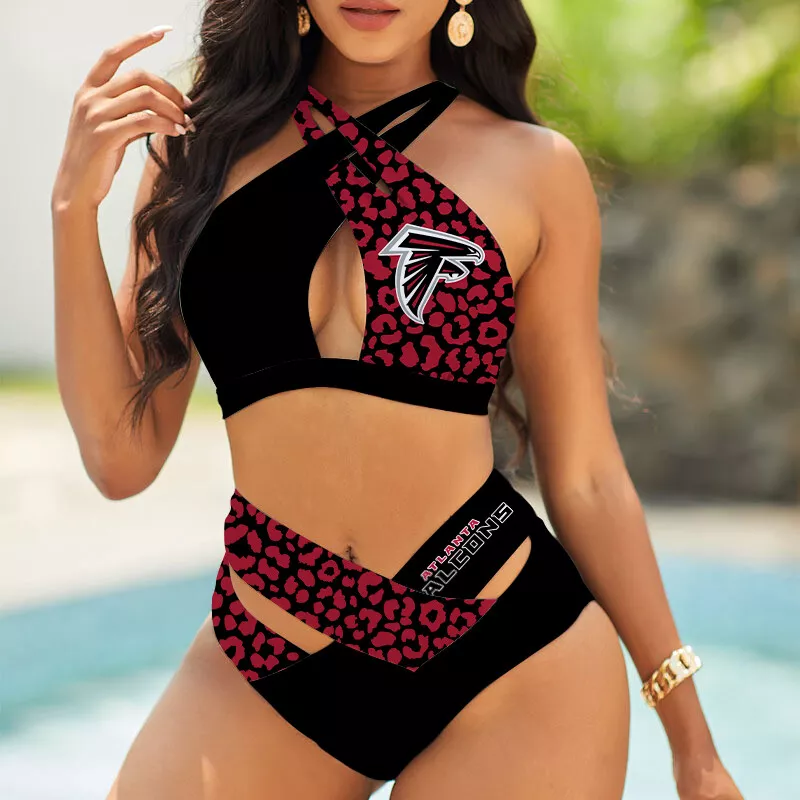 Atlanta Falcons Women's 2PCS Bikini Swimsuit Crisss Cross Cutout Bathing Suit ACC1199