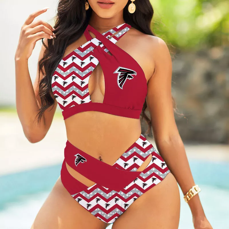 Atlanta Falcons Women's 2PCS Bikini Swimsuit Crisss Cross Cutout Bathing Suit ACC1201