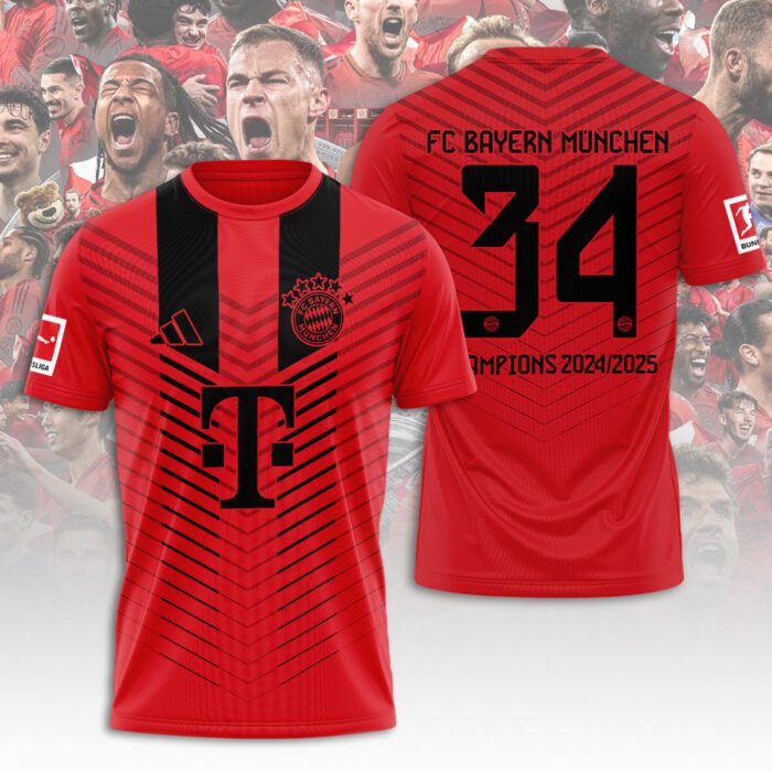 FC Bayern Munchen Champion 2024/25 Bundesliga Unisex Performance T-Shirt GCL1019