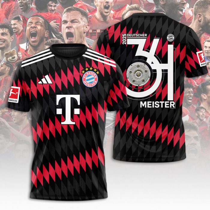 FC Bayern Munchen Champion 2024/25 Bundesliga Unisex Performance T-Shirt GCL1047