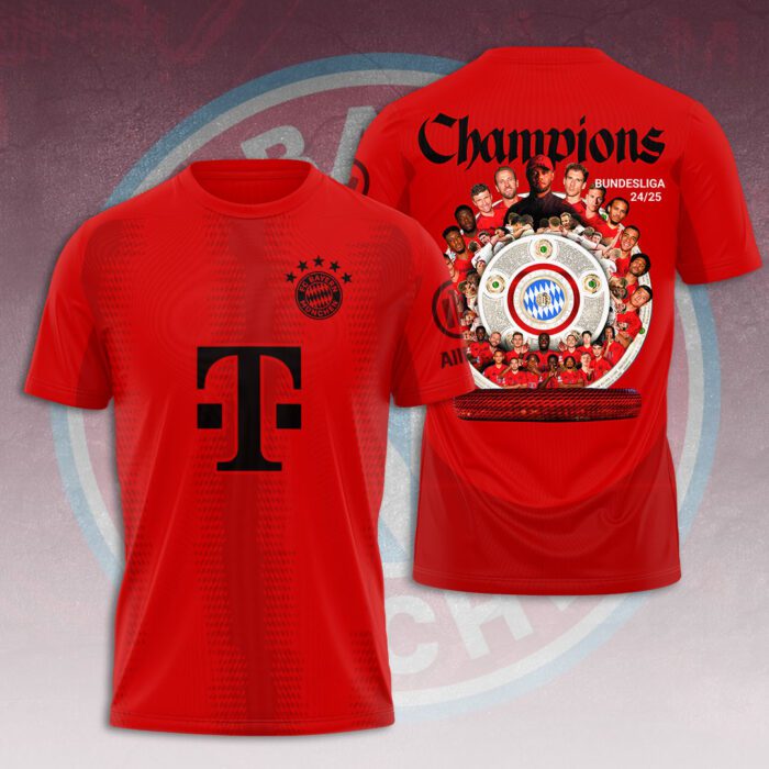 FC Bayern Munchen Champion 2024/25 Bundesliga Unisex Performance T-Shirt GCL1134