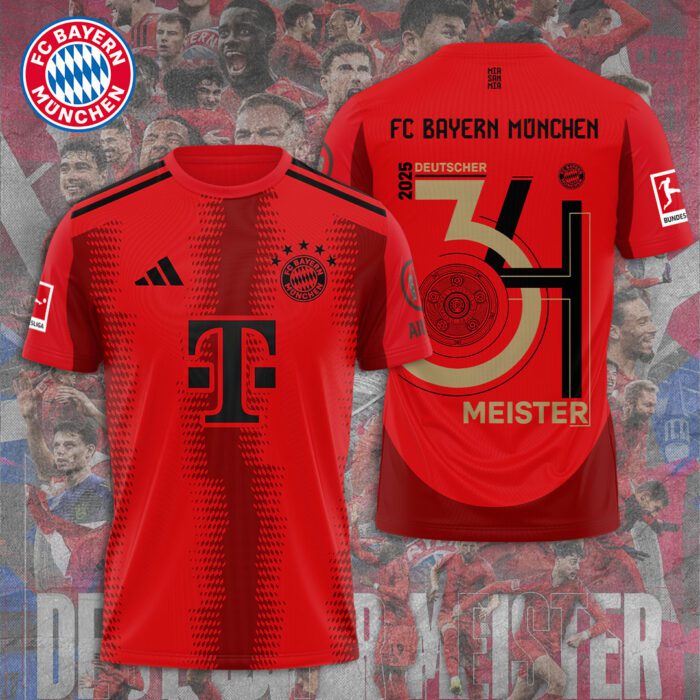 FC Bayern Munchen Champion 2024/25 Bundesliga Unisex Performance T-Shirt GCL1155