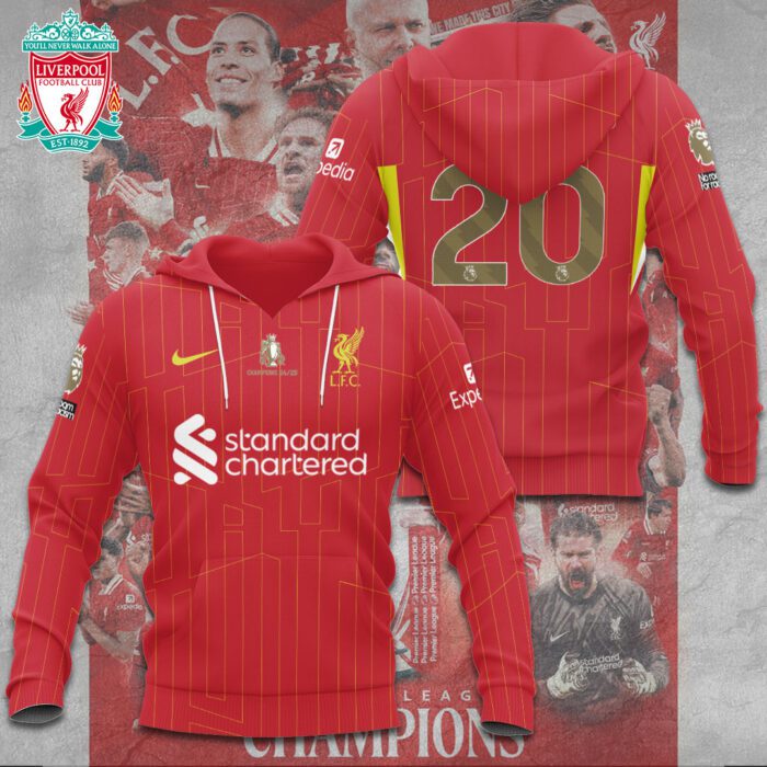 Liverpool FC Champion 2024/25 Premier League Unisex Performance Hoodie GCL1504