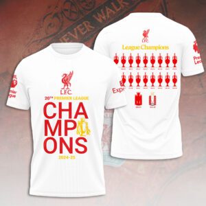Liverpool FC Champion 2024/25 Premier League Unisex Performance T-Shirt GCL1218