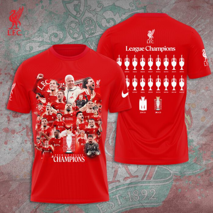 Liverpool FC Champion 2024/25 Premier League Unisex Performance T-Shirt GCL1222