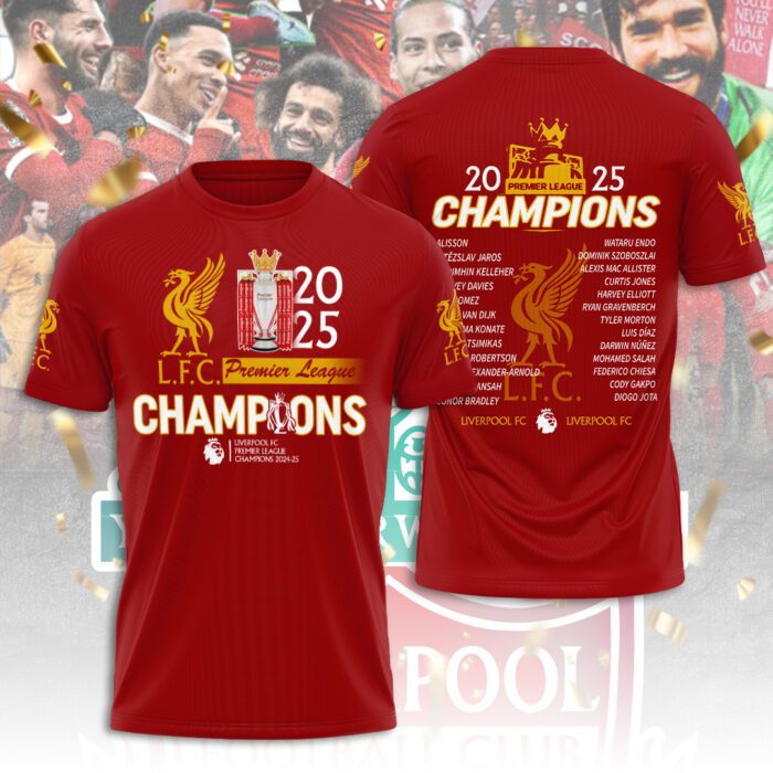 Liverpool FC Champion 2024/25 Premier League Unisex Performance T-Shirt GCL1235