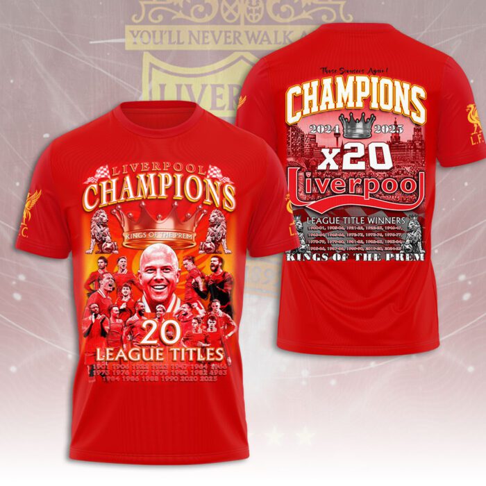Liverpool FC Champion 2024/25 Premier League Unisex Performance T-Shirt GCL1244