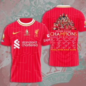 Liverpool FC Champion 2024/25 Premier League Unisex Performance T-Shirt GCL1247