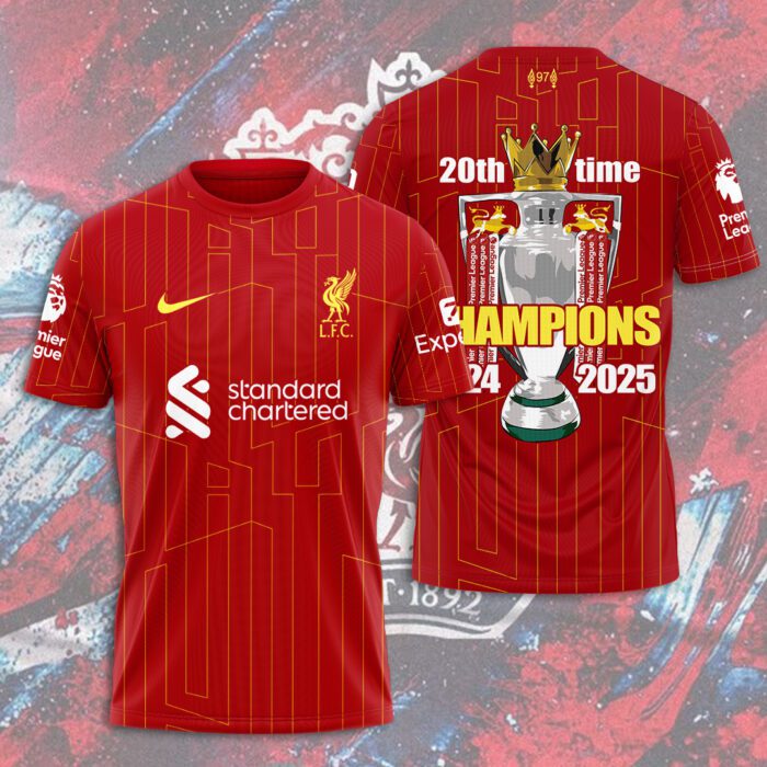 Liverpool FC Champion 2024/25 Premier League Unisex Performance T-Shirt GCL1268