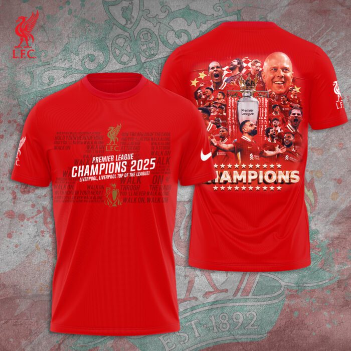 Liverpool FC Champion 2024/25 Premier League Unisex Performance T-Shirt GCL1271