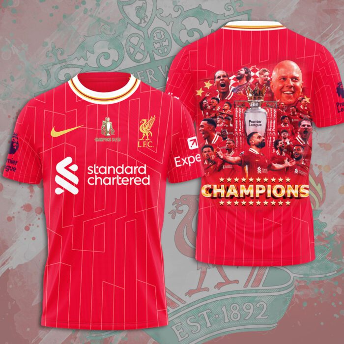 Liverpool FC Champion 2024/25 Premier League Unisex Performance T-Shirt GCL1283