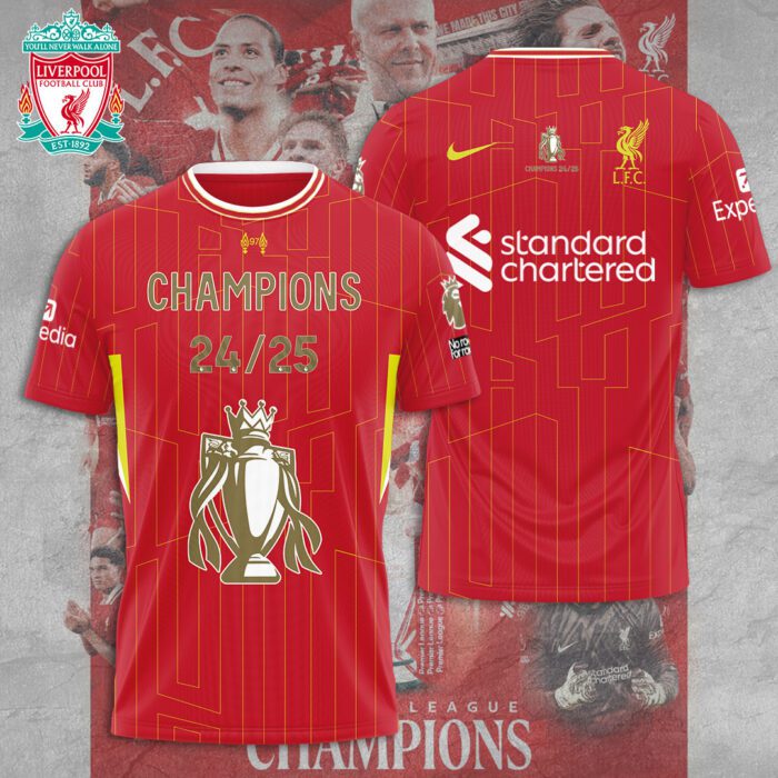 Liverpool FC Champion 2024/25 Premier League Unisex Performance T-Shirt GCL1296