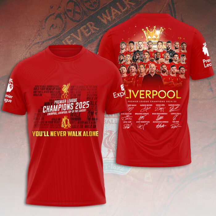 Liverpool FC Champion 2024/25 Premier League Unisex Performance T-Shirt GCL1302