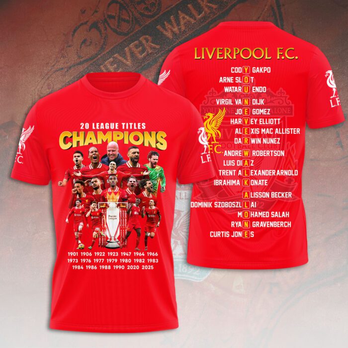 Liverpool FC Champion 2024/25 Premier League Unisex Performance T-Shirt GCL1318