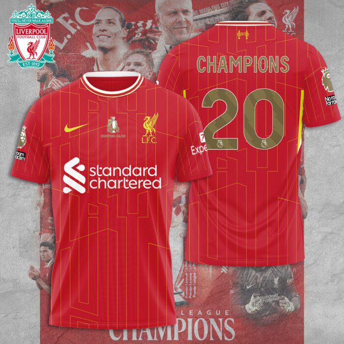 Liverpool FC Champion 2024/25 Premier League Unisex Performance T-Shirt GCL1339
