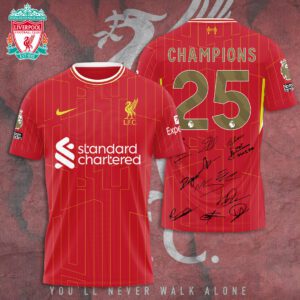 Liverpool FC Champion 2024/25 Premier League Unisex Performance T-Shirt GCL1362