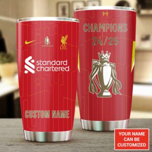 Personalized Liverpool FC Champion 2024/25 Premier League Tumbler Cup GCL1308