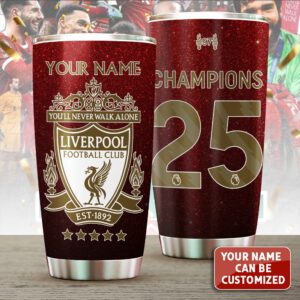 Personalized Liverpool FC Champion 2024/25 Premier League Tumbler Cup GCL1329