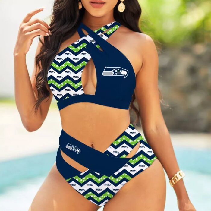 Philadelphia Eagles Women's 2PCS Bikini Swimsuit Crisss Cross Cutout Bathing Suit ACC1189