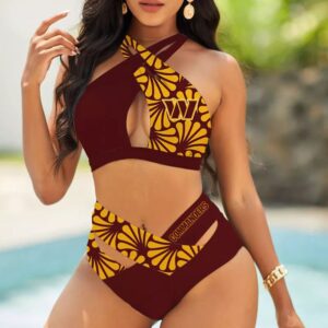 Washington Commanders Women's 2PCS Bikini Swimsuit Crisss Cross Cutout Bathing Suit ACC1137