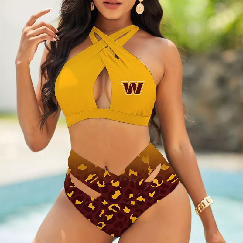 Washington Commanders Women's 2PCS Bikini Swimsuit Crisss Cross Cutout Bathing Suit ACC1138