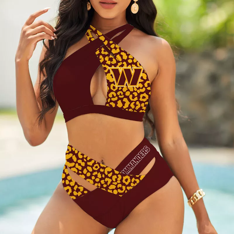 Washington Commanders Women's 2PCS Bikini Swimsuit Crisss Cross Cutout Bathing Suit ACC1142
