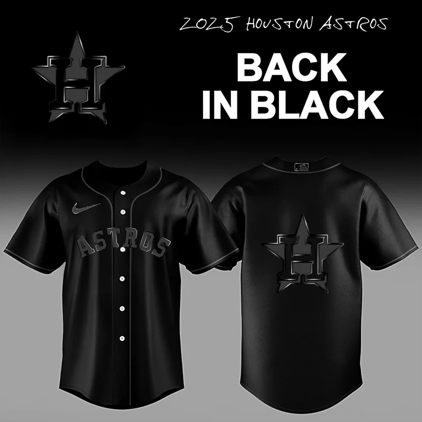 Limited Edition Houston Astros Back In Black 2025 Baseball Jersey