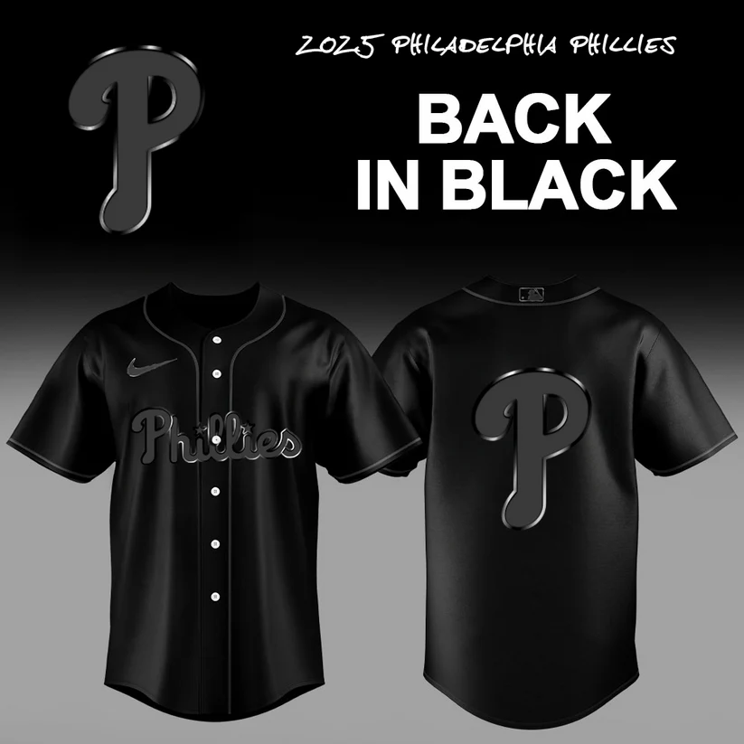 Limited Edition Philadelphia Phillies Back In Black 2025 Baseball Jersey