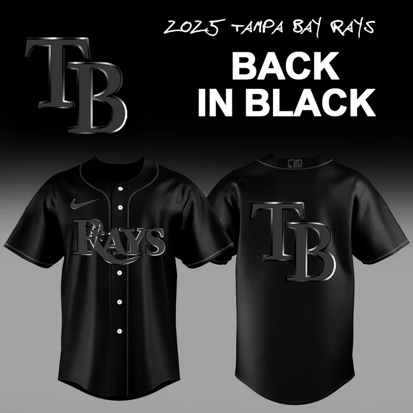 Limited Edition Tampa Bay Rays Back In Black 2025 Baseball Jersey