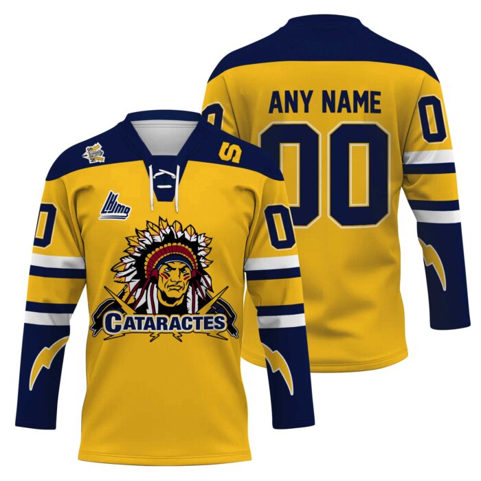 QMJHL Shawinigan Cataractes Personalized Yellow Lace Hockey Jersey