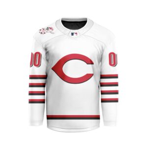 MLB Cincinnati Reds Personalized Away Style Hockey Jersey