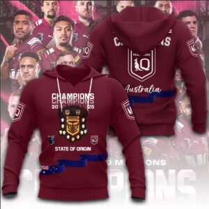 Queensland Maroons 25th State of Origin Champion Unisex Performance Hoodie QMC1043