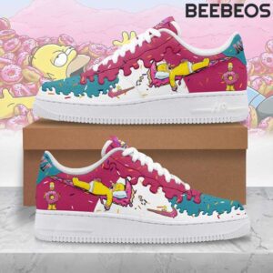 The Simpsons Lazy Pink Donut Air Force 1 Sneakers AF1 Limited Shoes BAF1007