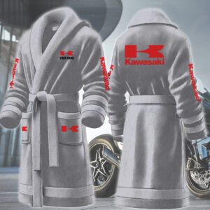 Kawasaki Motocycles Personalized Fleece Bathrobe