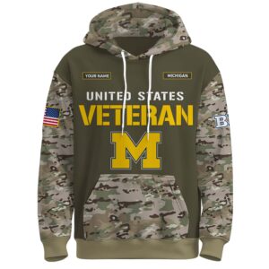Alternative view of Michigan Wolverines 2025 Salute To Service Unisex Performance Hoodie