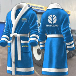 New Holland Motocycles Personalized Fleece Bathrobe