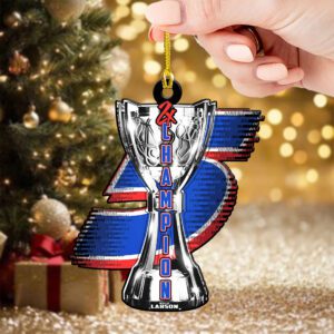 Alternative view of Kyle Larson 2025 NASCAR Cup Series Champion Custom Shape 2-sided Acrylic Ornament KLCHAMP1018