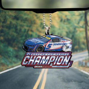 Alternative view of Kyle Larson 2025 NASCAR Cup Series Champion Custom shape 2-sided Acrylic Car Ornament  KLCHAMP1010