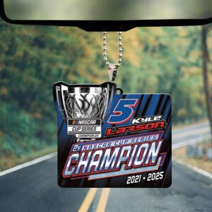 Alternative view of Kyle Larson 2025 NASCAR Cup Series Champion Custom shape 2-sided Acrylic Car Ornament  KLCHAMP1011