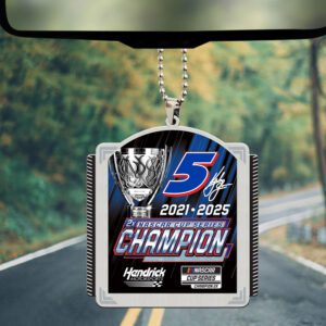Alternative view of Kyle Larson 2025 NASCAR Cup Series Champion Custom shape 2-sided Acrylic Car Ornament  KLCHAMP1028