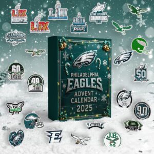 Philadelphia Eagles Advent Calendar Acrylic Hanging Decor Box 2025 - Christmas Gift