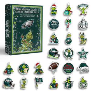 Alternative view of Philadelphia Eagles X Grinch 2025 Advent Calendar Acrylic Hanging Decor Box