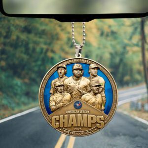 Alternative view of Toronto Blue Jays 2025 American League Champions Custom shape 2-sided Acrylic Car Ornament  TRT1019