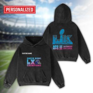 Alternative view of Baltimore Ravens Bad Bunny Super Bowl LX 2026 2D Washed Hoodie