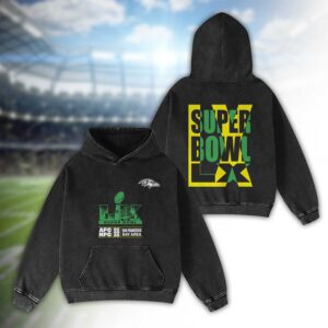 Baltimore Ravens Bad Bunny Super Bowl LX 2026 2D Washed Hoodie