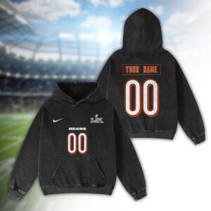 Chicago Bears Bad Bunny Super Bowl LX 2026 2D Washed Hoodie