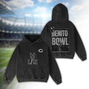 Chicago Bears Bad Bunny Super Bowl LX 2026 2D Washed Hoodie